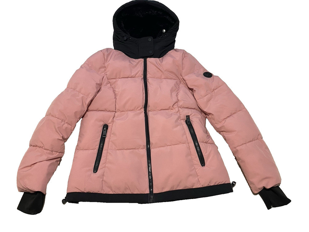 MK Michael Kors Womens Pale PInk Puffer Hooded Jacket Size XS